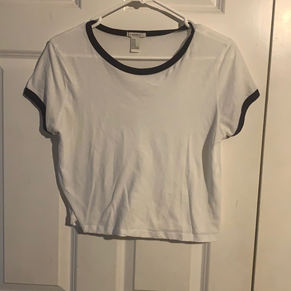 Blue and white crop top